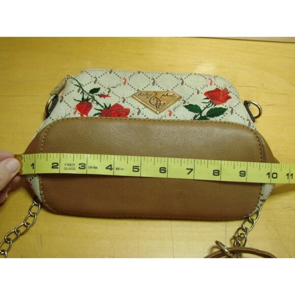 Baby Phat Embroidered Floral Roses Crossbody Bag Chain Strap Purse Canvas PVC - Picture 13 of 15